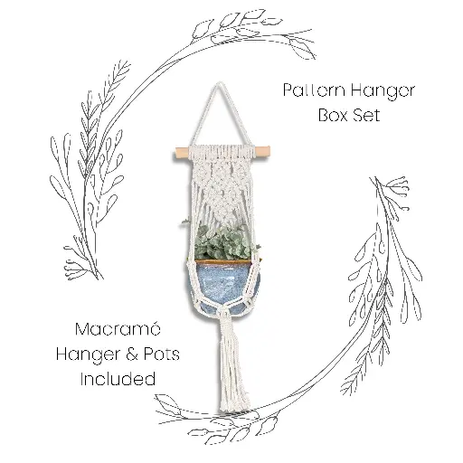 Box Set: Pattern Single Macramé Plant Hanger & Ceramic Pot