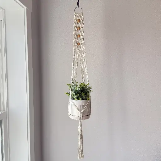 [R-PR-055-Nat-38] River Pattern Macramé Plant Hanger