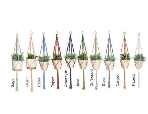 Textured Medium Plant Hanger with Silver Beads